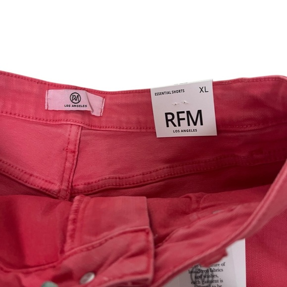 RFM Los Angeles‎ Essential High Waist Raw Hem Denim Shorts Sugar Coral Sz XL NWT - Picture 8 of 13